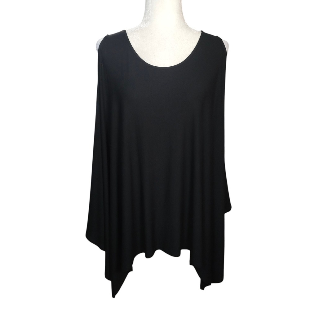 Eileen Fisher Black Viscose Jersey Draped Tank Top Oversized Lagenlook Medium